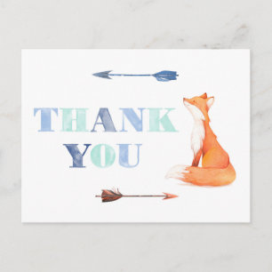Postale carte de remerciements renard, économie carte de r