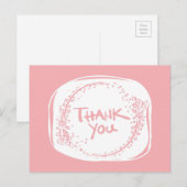 POSTALE CARTE DE REMERCIEMENTS ROSE (Devant / Derrière)