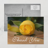 Postale Carte de remerciements rose jaune Script (Devant / Derrière)