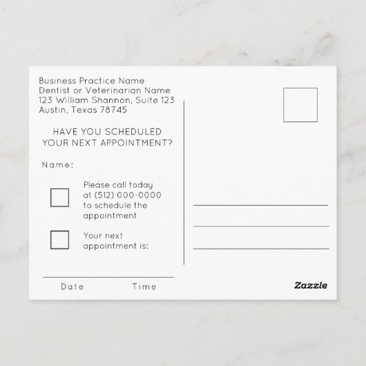 Postale Carte de rendez-vous (Dos)