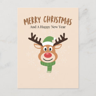 Postale Carte de rennes de Noël joyeux