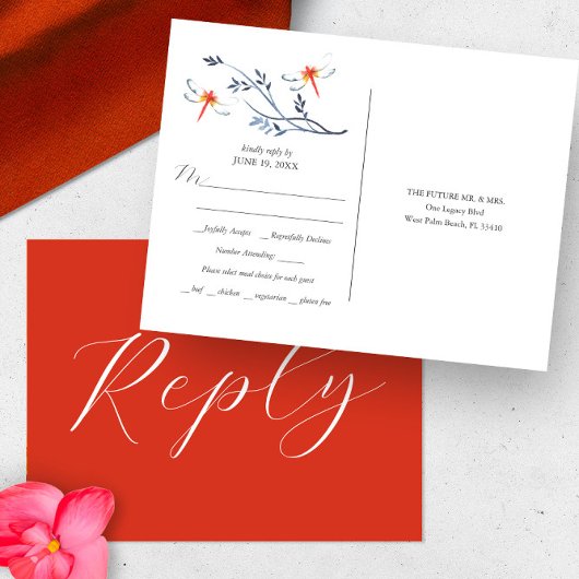 Postale Carte de réponse Choix de repas de mariage