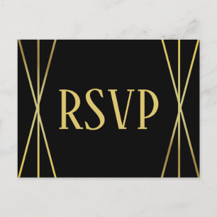 Postale Carte de réponse de design mi-moderne noir - RSVP