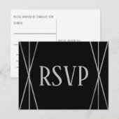 Postale Carte de réponse de design noir et gris mi-mod (Devant / Derrière)