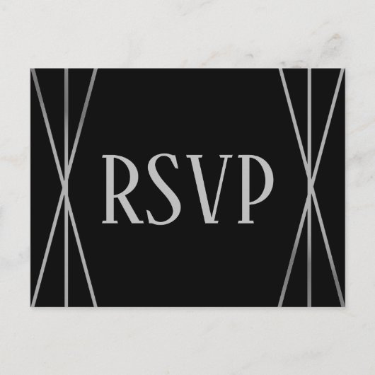 Postale Carte de réponse de design noir et gris mi-mod (Devant)
