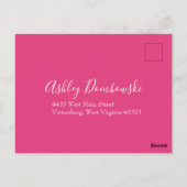 Postale Carte de réponse de Faire-part de mariage rose vif (Dos)