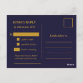 Postale Carte de réponse de mariage à cadre doré classique (Dos)