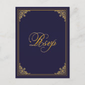 Postale Carte de réponse de mariage à cadre doré classique (Devant)