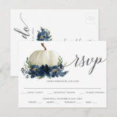 Postale Carte de réponse de mariage à la citrouille floral (Devant / Derrière)