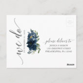 Postale Carte de réponse de mariage à la citrouille floral (Dos)