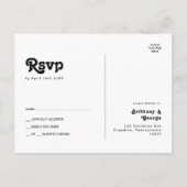 Postale Carte de réponse de mariage à lettrage rétro moder (Dos)