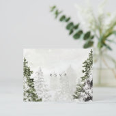 Postale carte de réponse de mariage aux arbres de la forêt (Debout devant)