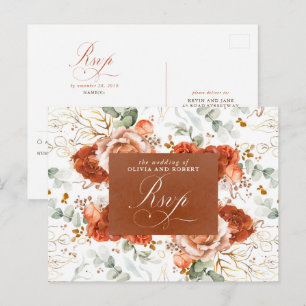 Postale Carte de réponse de mariage aux fleurs de terre cu