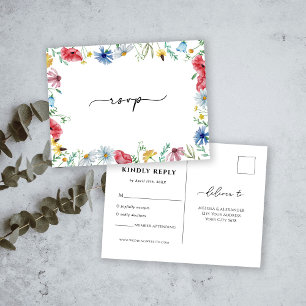 Postale Carte de réponse de mariage aux fleurs sauvages RS
