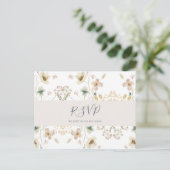 Postale Carte de réponse de mariage blanc | Fleur sauvage (Debout devant)