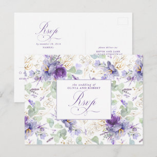 Postale Carte de réponse de mariage botanique élégant viol