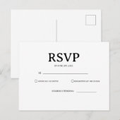 Postale Carte de réponse de mariage classique noir et blan (Devant / Derrière)