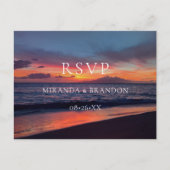 Postale Carte de réponse de mariage de plage au coucher du (Devant)