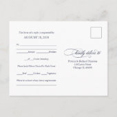 Postale Carte de réponse de mariage élégante et simple ble (Dos)