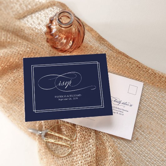 Postale Carte de réponse de mariage élégante et simple ble