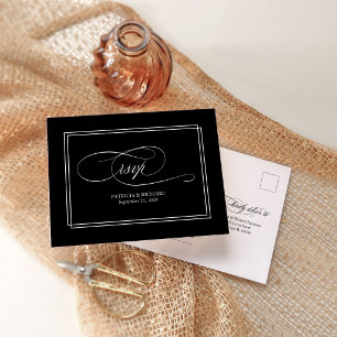 Postale Carte de réponse de mariage élégante simple écritu