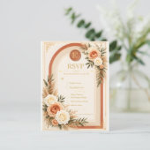 Postale Carte de réponse de mariage en forme d'arche flora (Debout devant)