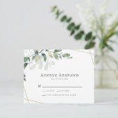 Postale CARTE DE RÉPONSE DE MARIAGE Fleurs d'eucalyptus PE (Debout devant)