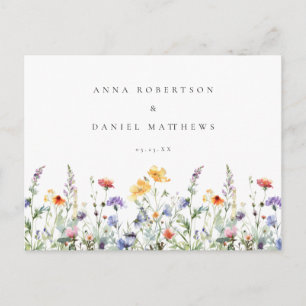 Postale Carte de réponse de mariage floral aquarelle color