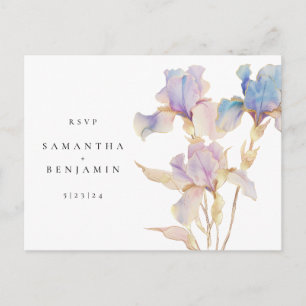 Postale Carte de réponse de mariage floral Iris élégant