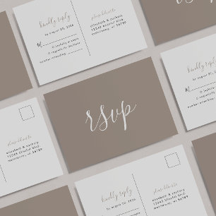 Postale Carte de réponse de mariage moderne minimaliste ta