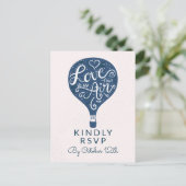 Postale Carte de réponse de mariage Navy Hand Lettered Lov (Debout devant)