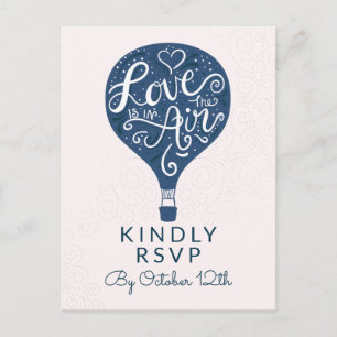 Postale Carte de réponse de mariage Navy Hand Lettered Lov