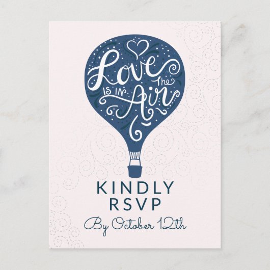 Postale Carte de réponse de mariage Navy Hand Lettered Lov (Devant)