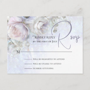 Postale CARTE DE RÉPONSE DE MARIAGE Pivoines pastel