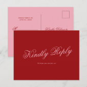 Postale Carte de réponse de mariage romantique minimal ros (Devant / Derrière)