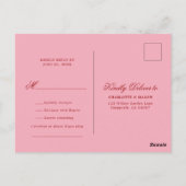 Postale Carte de réponse de mariage romantique minimal ros (Dos)
