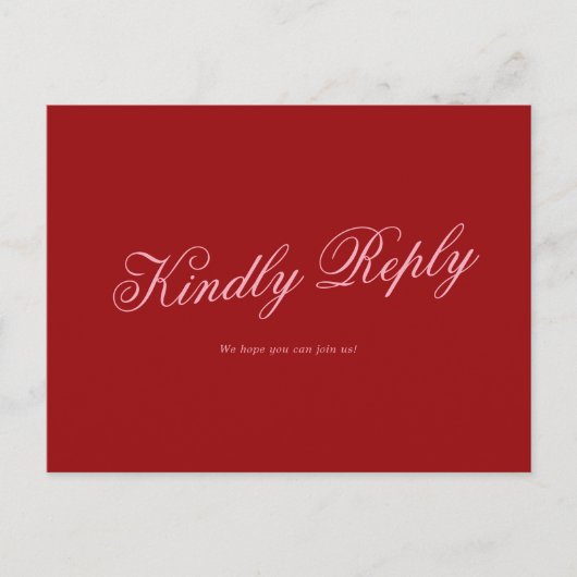 Postale Carte de réponse de mariage romantique minimal ros (Devant)