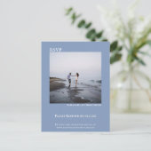 Postale Carte de réponse de mariage simple et moderne bleu (Debout devant)