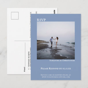 Postale Carte de réponse de mariage simple et moderne bleu