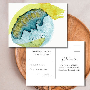 Postale Carte de réponse de mariage unique en aquarelle ab