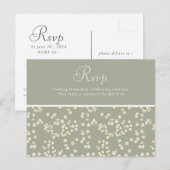 Postale Carte de réponse de mariage Vert Sage Or Floraison (Devant / Derrière)