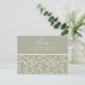 Postale Carte de réponse de mariage Vert Sage Or Floraison (Debout devant)
