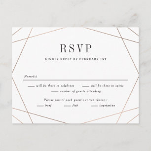 Postale Carte de réponse de RSVP pour mariage Geo Frame