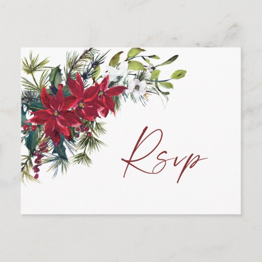 Postale Carte de réponse élégante pour un mariage de Noël  (Devant)