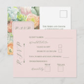 Postale Carte de réponse Fleur pastel Rose pâle (Devant / Derrière)