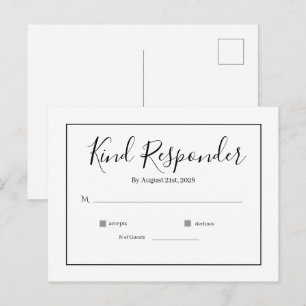 Postale Carte de réponse minimale élégante pour mariage