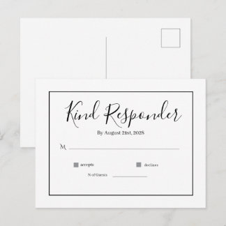 Postale Carte de réponse minimale élégante pour mariage