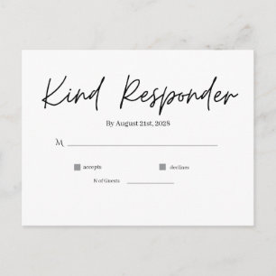 Postale Carte de réponse minimale élégante pour mariage