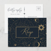 Postale Carte de réponse pour le Soleil et la Lune Céleste (Devant / Derrière)