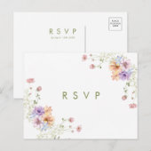 Postale Carte de réponse pour un mariage printanier aux fl (Devant / Derrière)